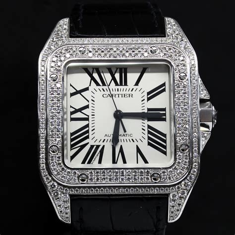 small cartier santos watch|cartier santos 100 diamond price.